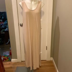 Tan ribbed linen maxi dress